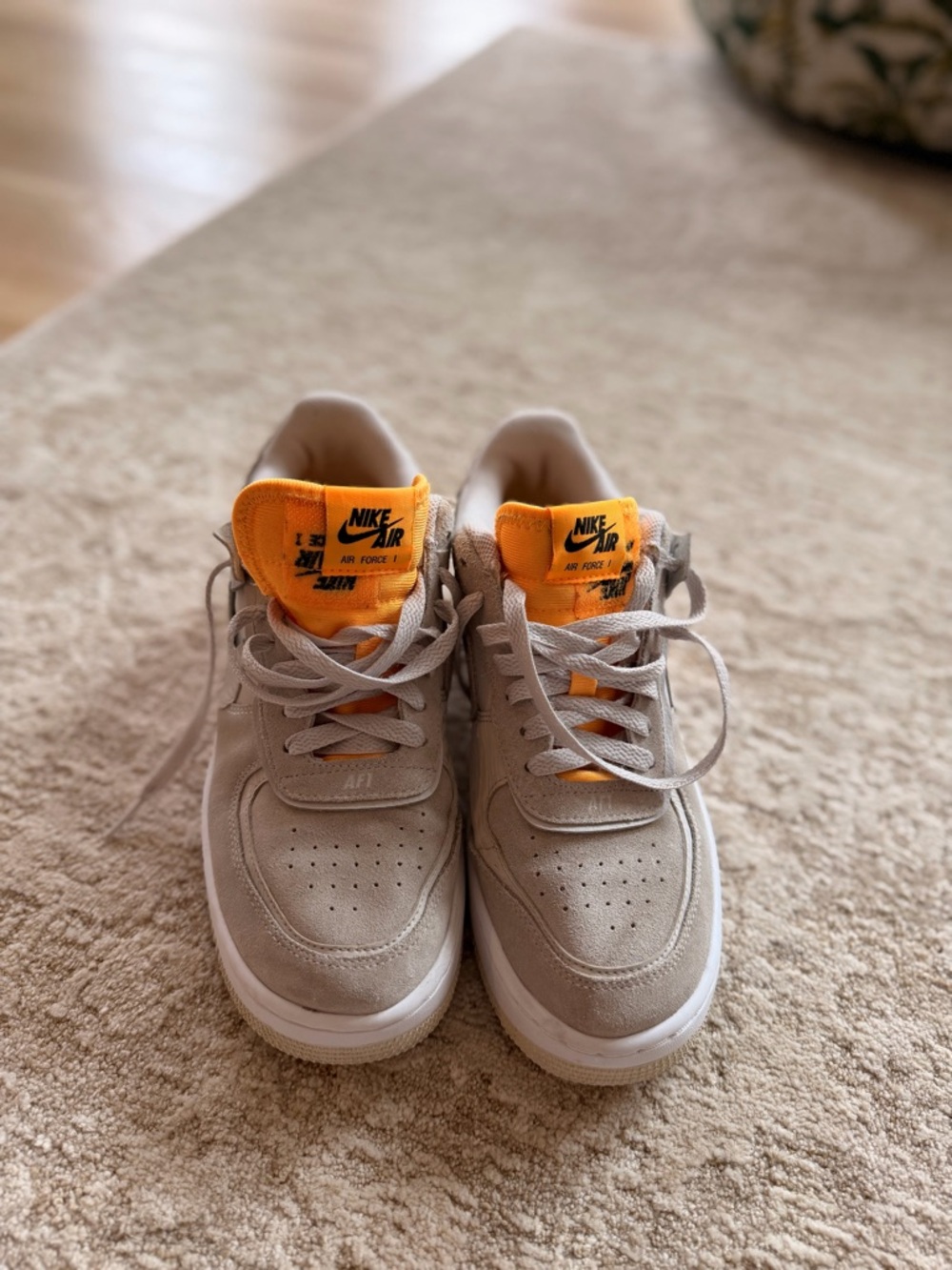 Nike Air Force 1 Low in Beige with Orange Tongue